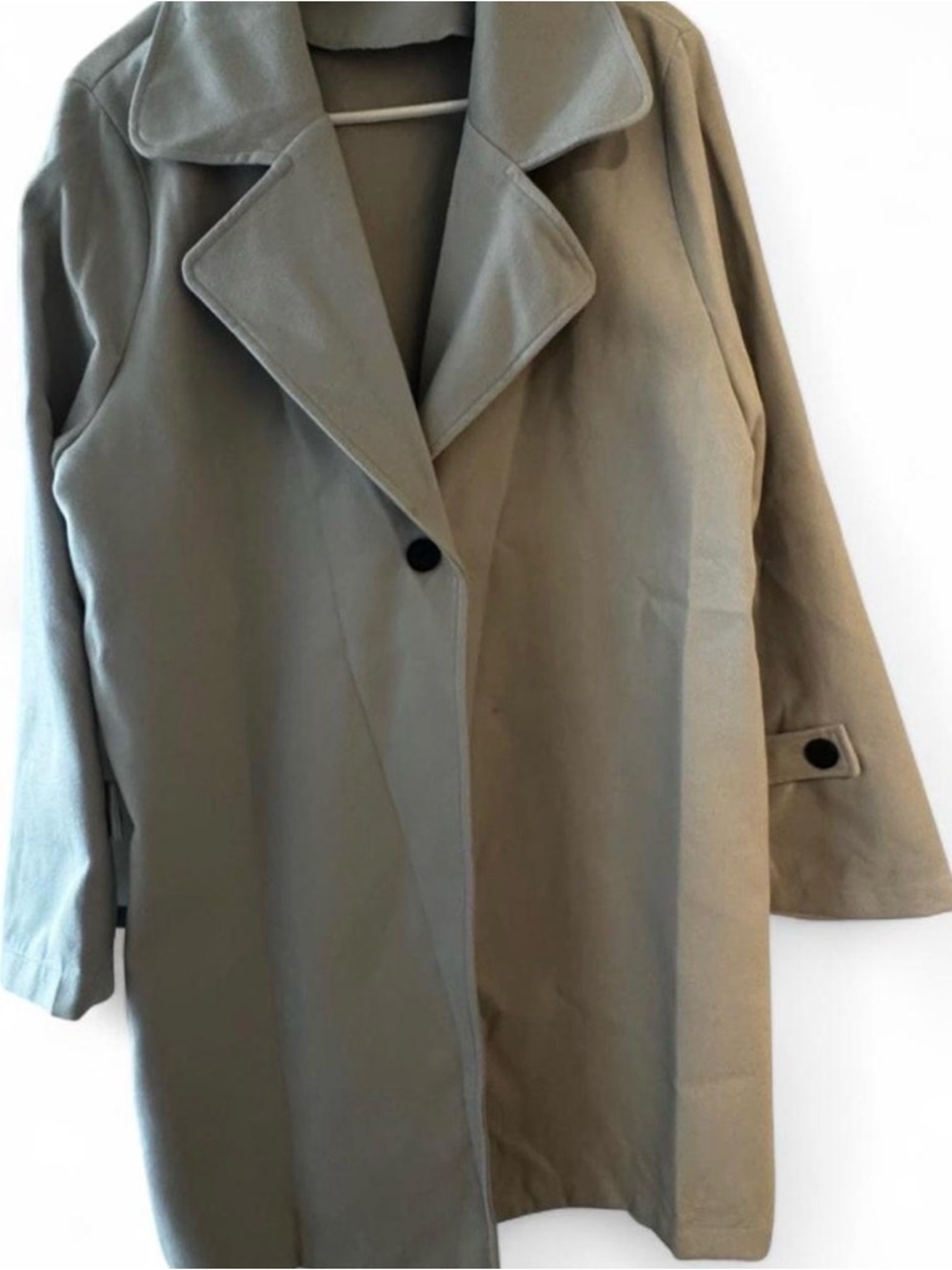 YesStyle Gray Long Wool-Blend Trench Coat - Picture 2 of 6